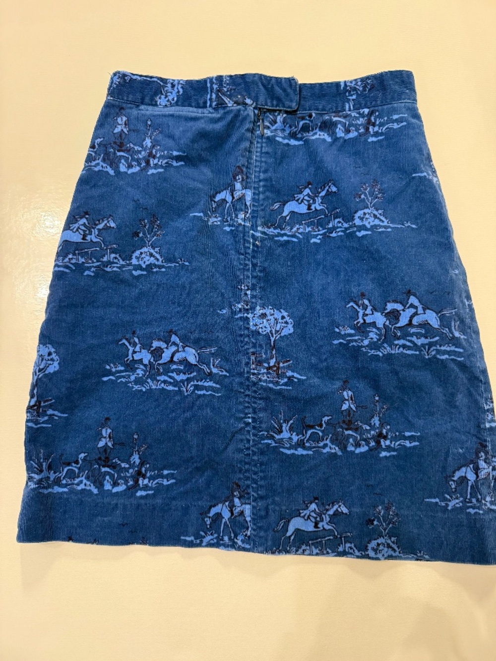 Vintage Lilly Pulitzer girls size 10 blue corduroy equestrian skirt horses rodeo